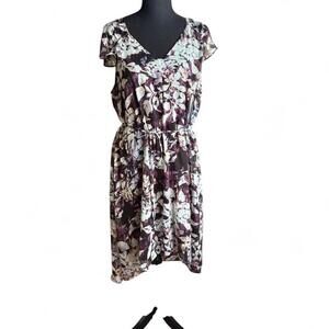 Simply Vera Wang floral asymmetrical midi dress with tie waist Size XL
